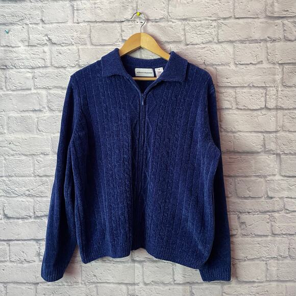 Vintage Women’s Alfred Dunner Royal Blue Full Zip Sweater - Picture 1 of 3